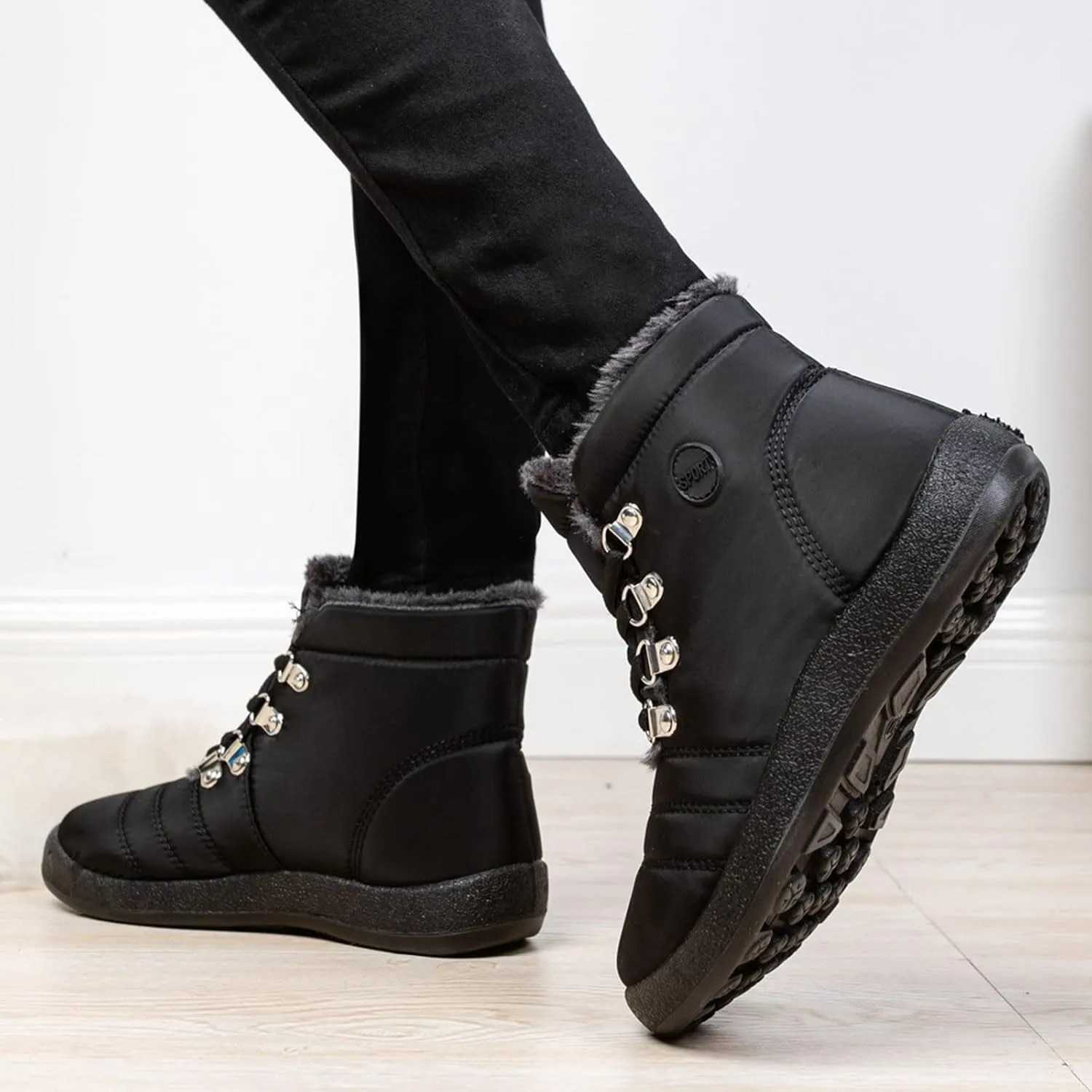 Winter Boots for Women,Water-proof Comfortable Fleece Lined Mid Calf Winter Snow Boots Wide Width Ankle Boots Lace up Snow Boots Winter Boots Insulated Non Slip Shoes for Outdoor Sport