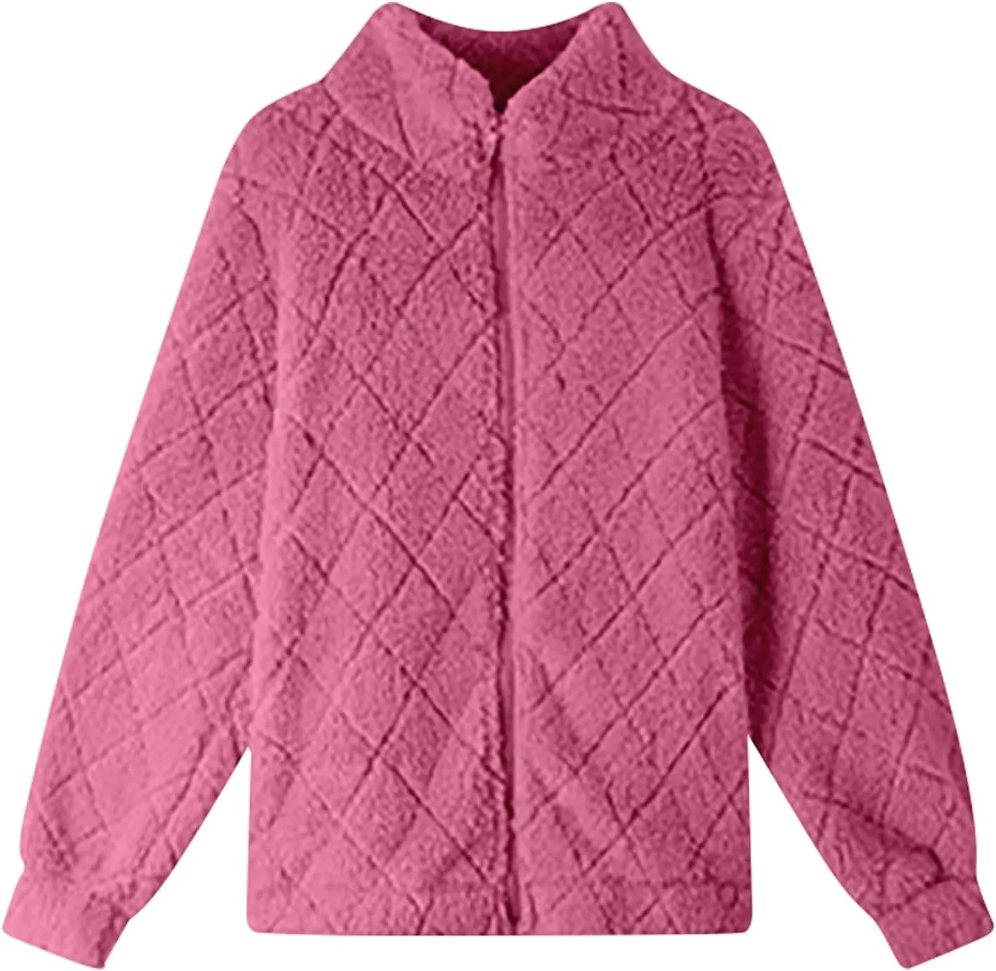 Winter Coats for Women Jackets Patchwork Fuzzy Fleece Zip Up Jacket Long Sleeve Sherpa Coat Outerwear with Pockets