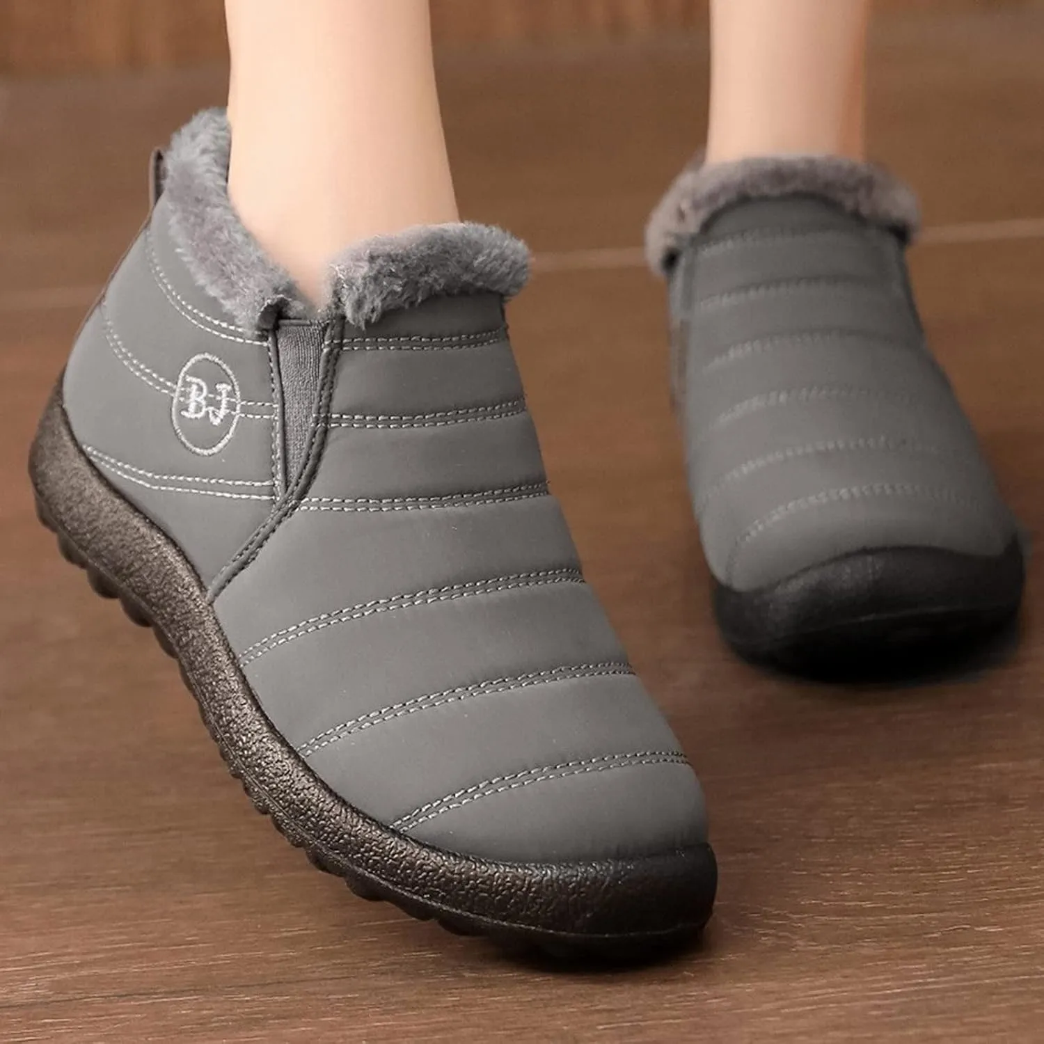 Winter Snow Boots for Women Slip On Short Boots Warm Fleece Lined Width Wide Boot Insulated Comfortable Outdoor Walking Shoes Flat Heel Ankle Booties Water-proof Winter Booties Shoes