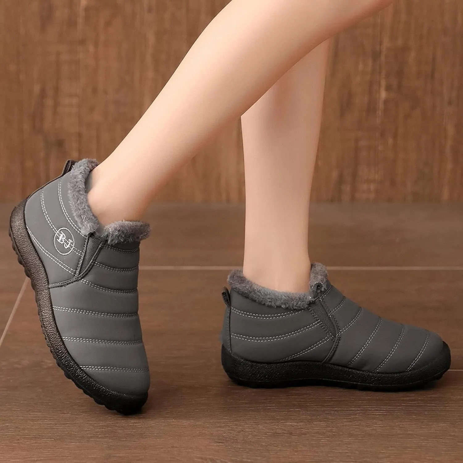 Winter Snow Boots for Women Slip On Short Boots Warm Fleece Lined Width Wide Boot Insulated Comfortable Outdoor Walking Shoes Flat Heel Ankle Booties Water-proof Winter Booties Shoes