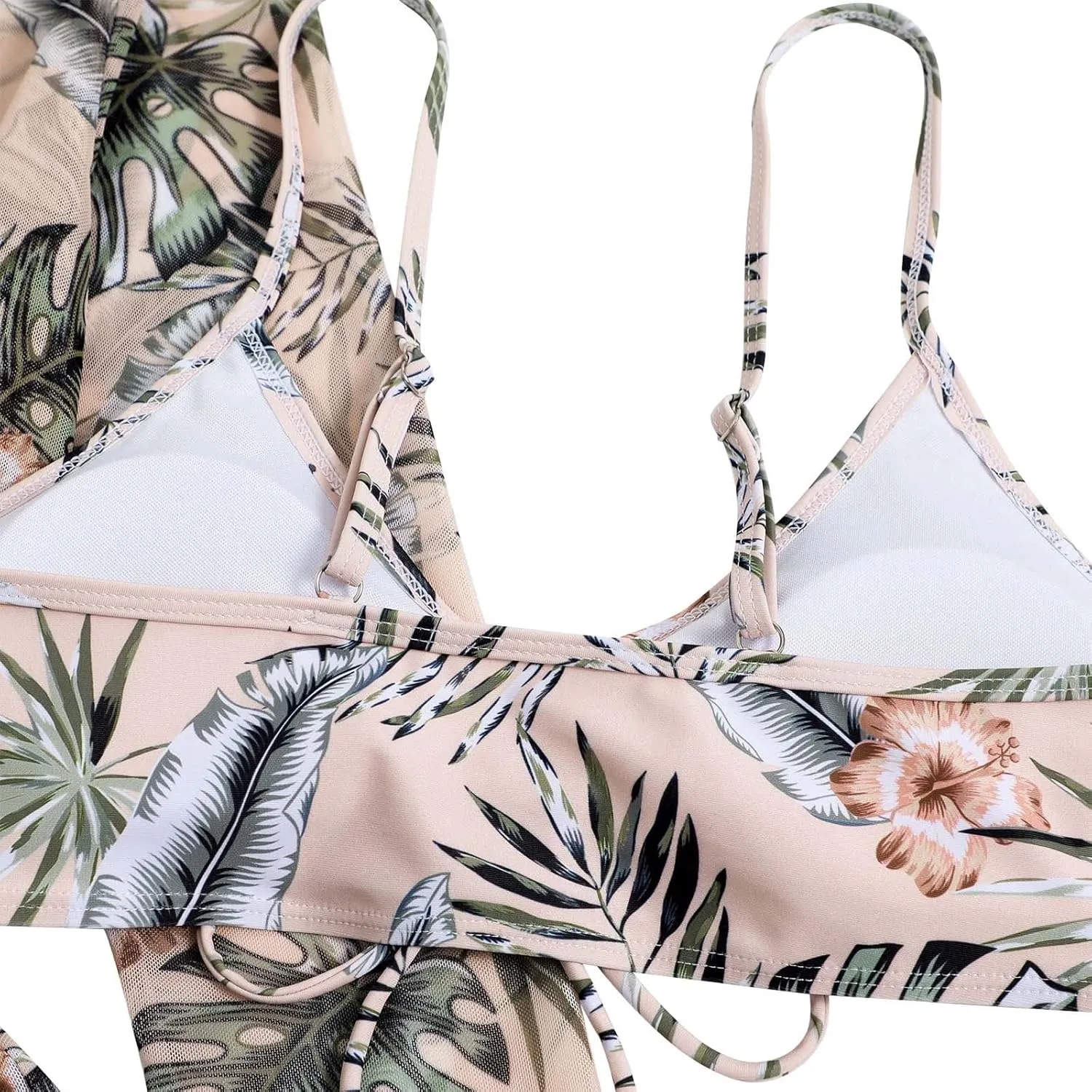 Women Bathing Suit 3 Piece Swimsuit Drawstring Bikini Set Long Sleeve Beach Cover Up Boho Swimwear Set with Boy Shorts