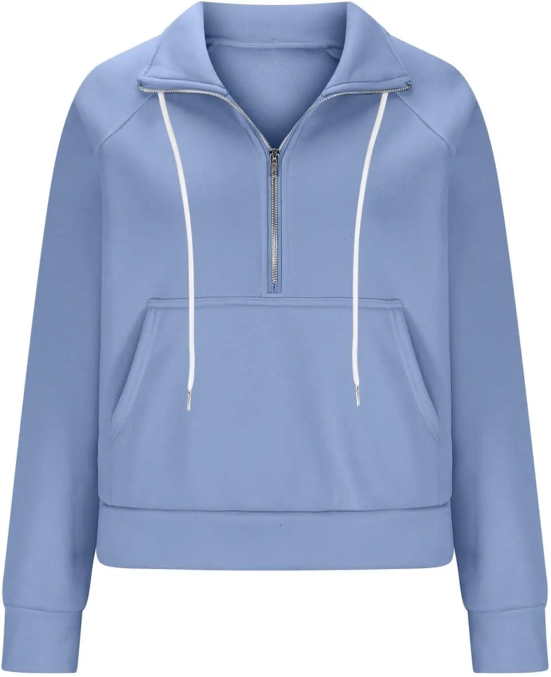 Women Casual Half Zip Sweatshirts 2024 Fall Trendy Long Sleeve Loose Tops Y2K Cropped Pullover Oversized Preppy Clothes