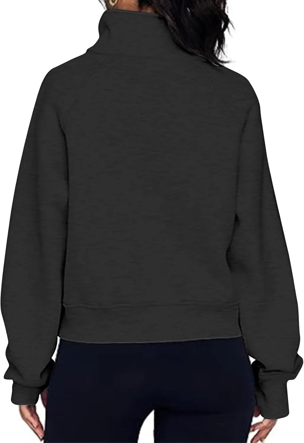 Women Half Zip Cropped Hoodies Fleece Quarter Zip Up Pullover Sweatshirts Winter Clothes 2023 Outfits Sweater