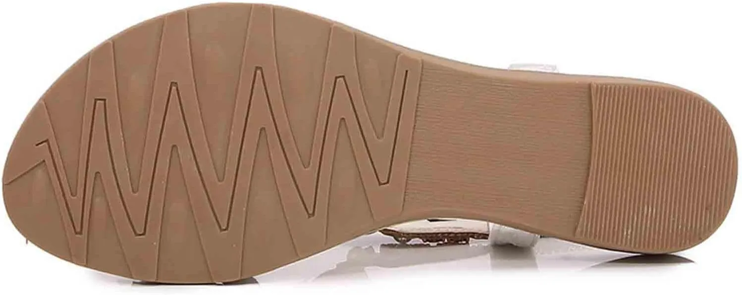 Women Sandals Comfortable Flat Sandal Summer Dressy Slip-on Casual Beach Shoes Bohemian Ankle Elastic Flats Footwear