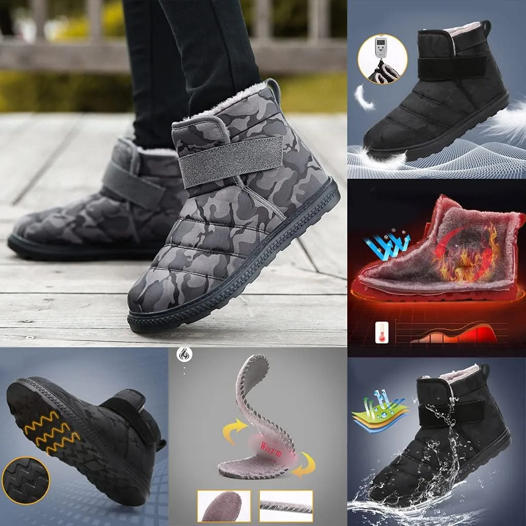 Women Snow Boots Winter Shoes with Fleece Lined Warm Slip On Boots for Women Water-proof Booties Comfortable Outdoor Anti Slip Shoes Platform Boots Fuzzy Ankle Booties with Hook Loop