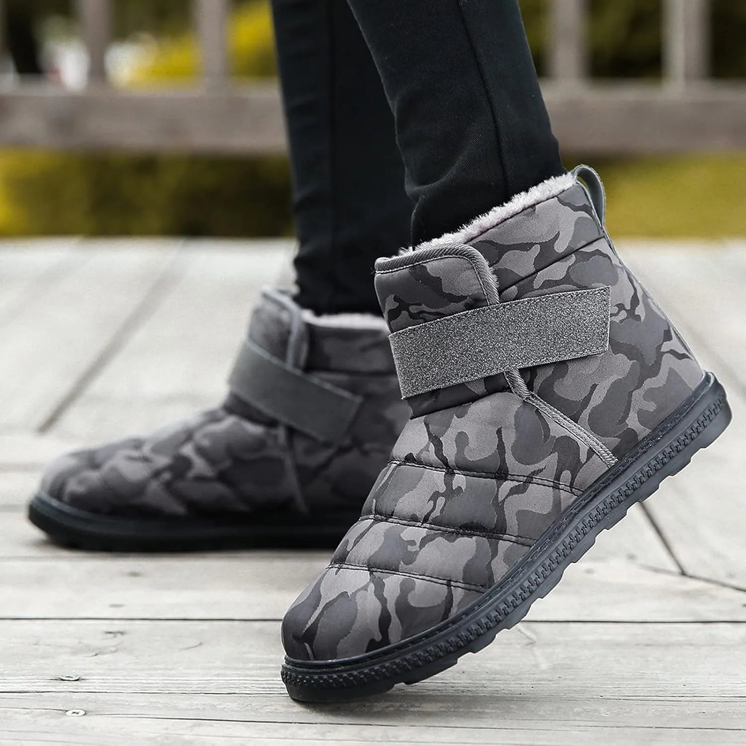Women Snow Boots Winter Shoes with Fleece Lined Warm Slip On Boots for Women Water-proof Booties Comfortable Outdoor Anti Slip Shoes Platform Boots Fuzzy Ankle Booties with Hook Loop