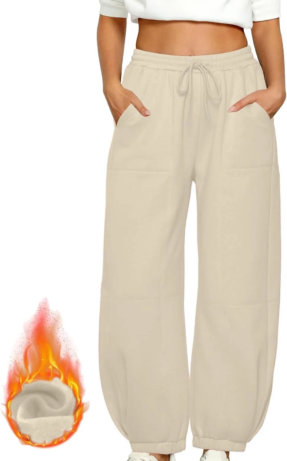 Women's Casual Baggy Fleece Sweatpants High Waisted Joggers Pants Drawstring Lounge Workout Cinch Bottom Sweatpants