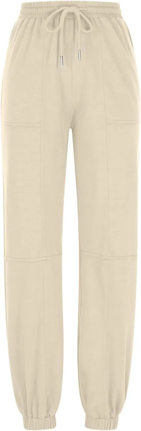 Women's Casual Baggy Fleece Sweatpants High Waisted Joggers Pants Drawstring Lounge Workout Cinch Bottom Sweatpants