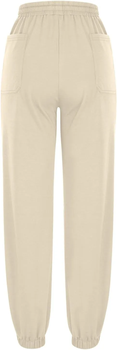 Women's Casual Baggy Fleece Sweatpants High Waisted Joggers Pants Drawstring Lounge Workout Cinch Bottom Sweatpants