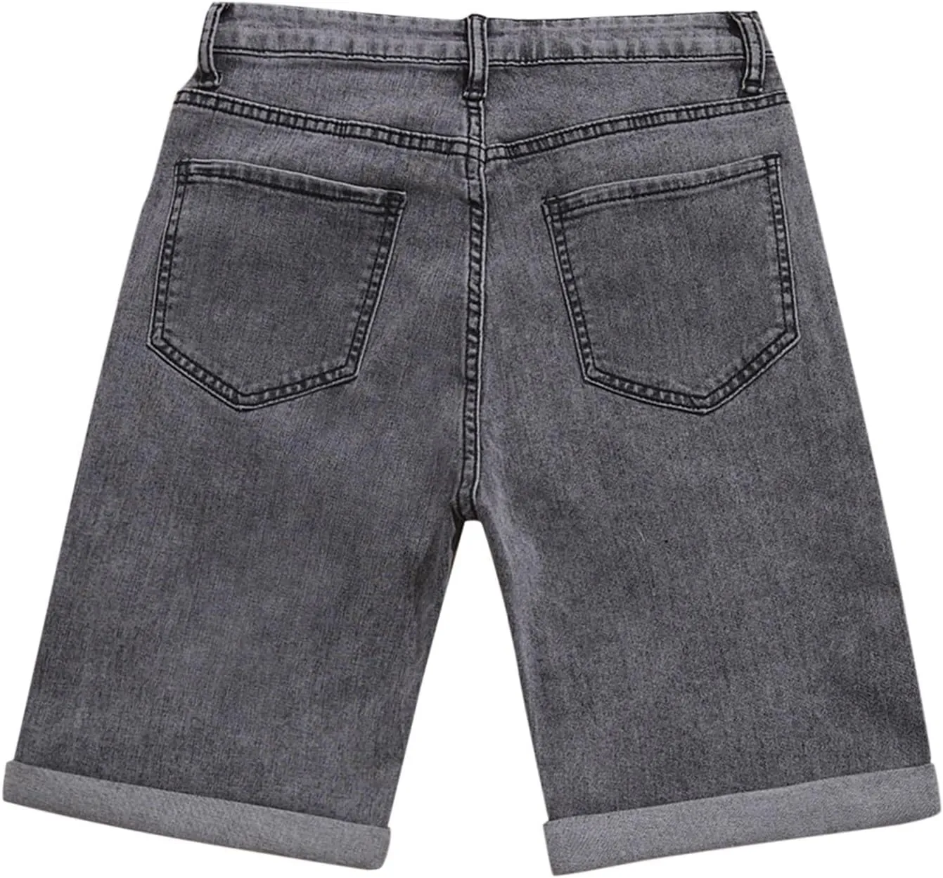Women's Casual Denim Shorts High Waisted Stretchy Ripped Jean Shorts Distressed Folded Hem Bermuda Short Jean Golf Shorts