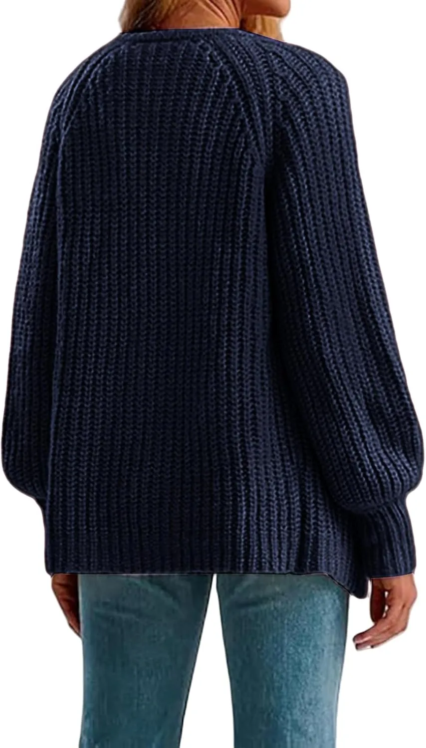 Womens Chunky Knit Open Front Sweater Botton Down Long Sleeve Cardigan Oversized Knit Cardigans