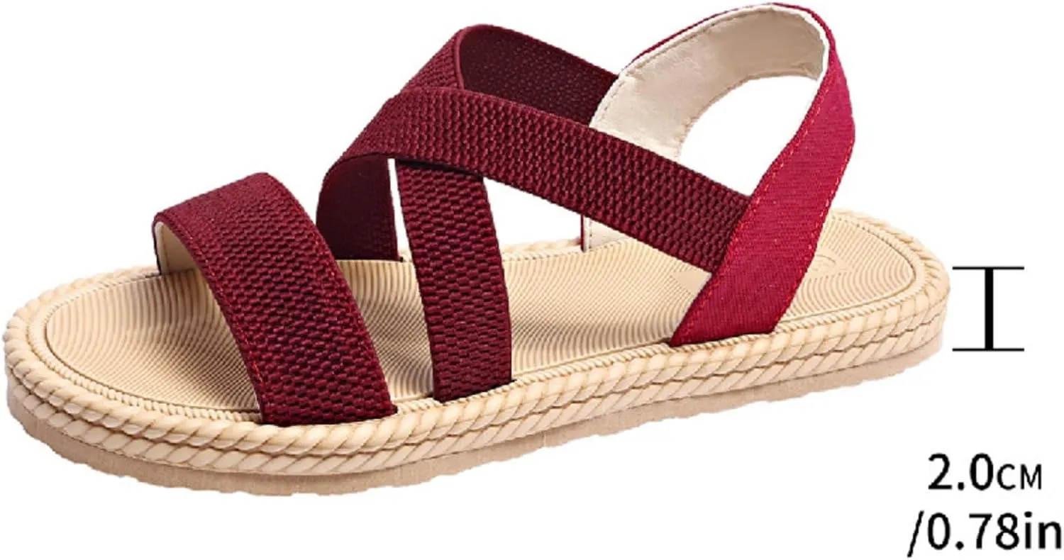 Womens Comfortable Flat Sandals Dressy Daily Sandals Summer Beach Open Toe Shoes Ankle Strap Footwear for Teen Girls