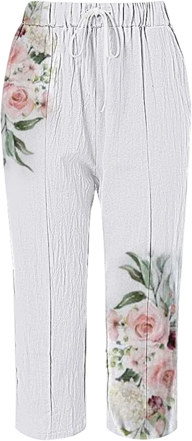 Women's Cotton Linen Pants Drawstring Pants Linen Pants for Women Summer Pants Wide Leg Linen Pants for Spring Pants