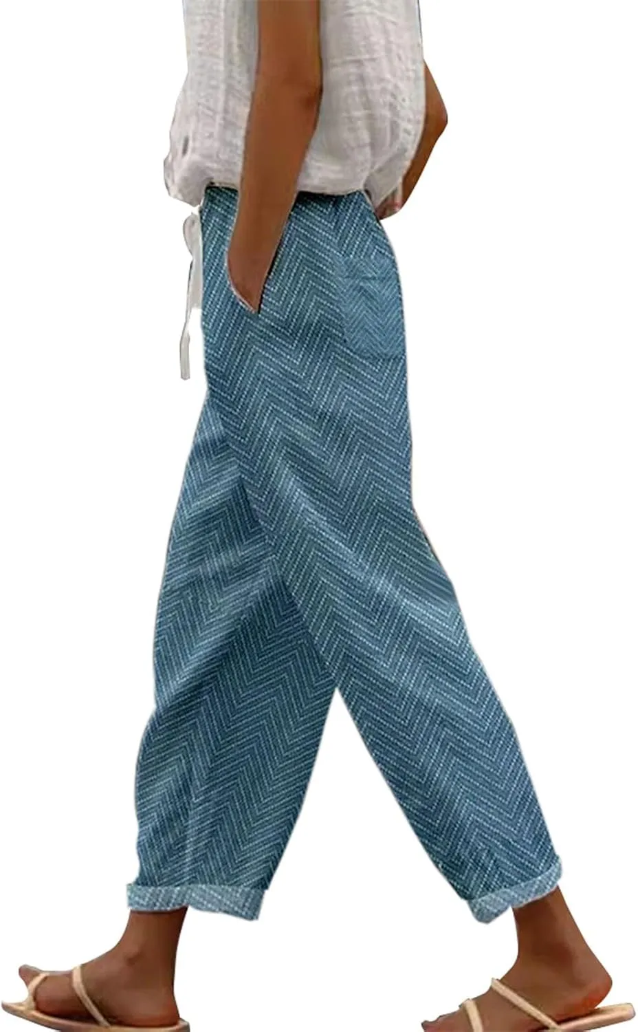 Women's Cotton Linen Pants Drawstring Pants Linen Pants for Women Summer Pants Wide Leg Linen Pants for Spring Pants