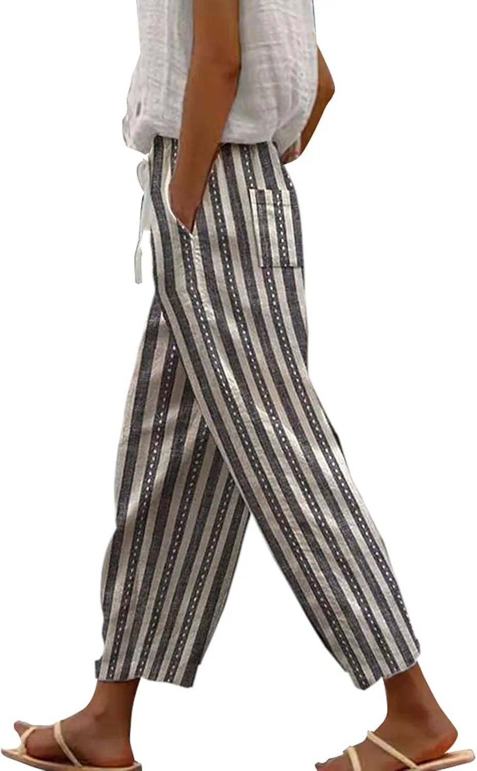 Women's Cotton Linen Pants Drawstring Pants Linen Pants for Women Summer Pants Wide Leg Linen Pants for Spring Pants