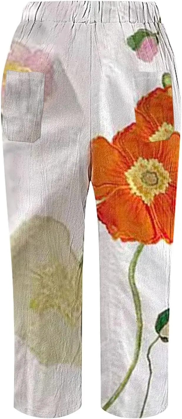 Women's Cotton Linen Pants Drawstring Pants Linen Pants for Women Summer Pants Wide Leg Linen Pants for Spring Pants