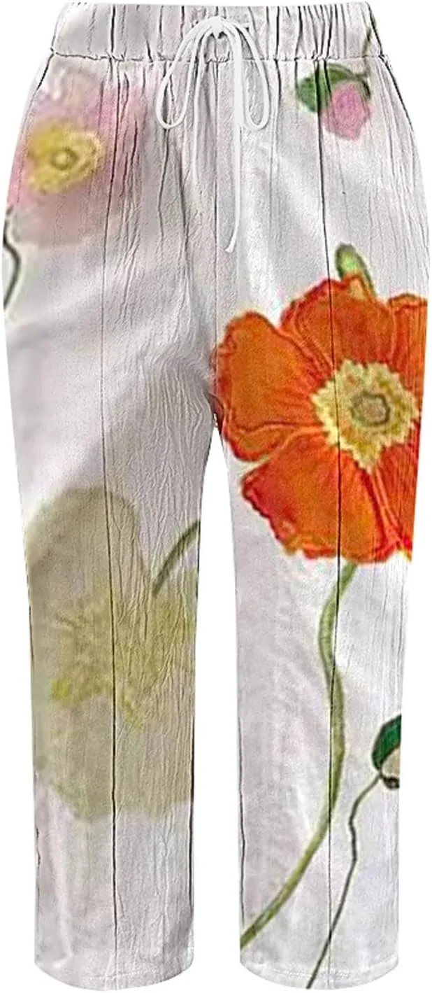 Women's Cotton Linen Pants Drawstring Pants Linen Pants for Women Summer Pants Wide Leg Linen Pants for Spring Pants
