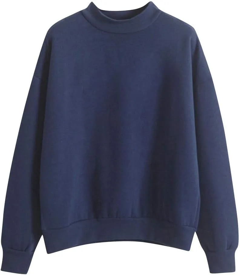 Womens Crewneck Sweatshirts Casual Trendy Solid Cute Tunic Plus Size Oversized Pullover Sweaters Long Sleeve T Shirt