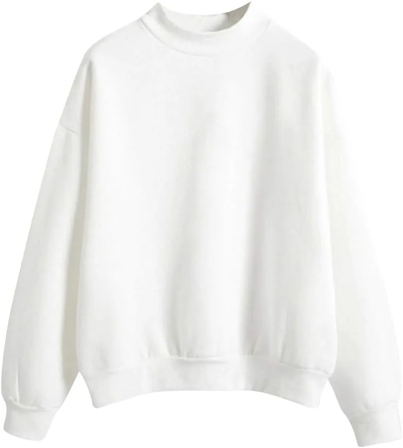 Womens Crewneck Sweatshirts Casual Trendy Solid Cute Tunic Plus Size Oversized Pullover Sweaters Long Sleeve T Shirt