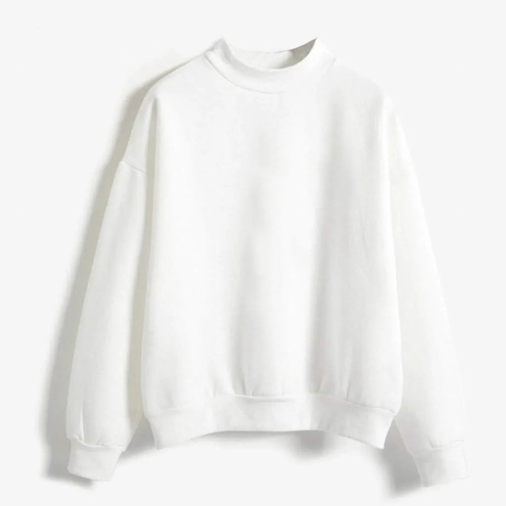 Womens Crewneck Sweatshirts Casual Trendy Solid Cute Tunic Plus Size Oversized Pullover Sweaters Long Sleeve T Shirt