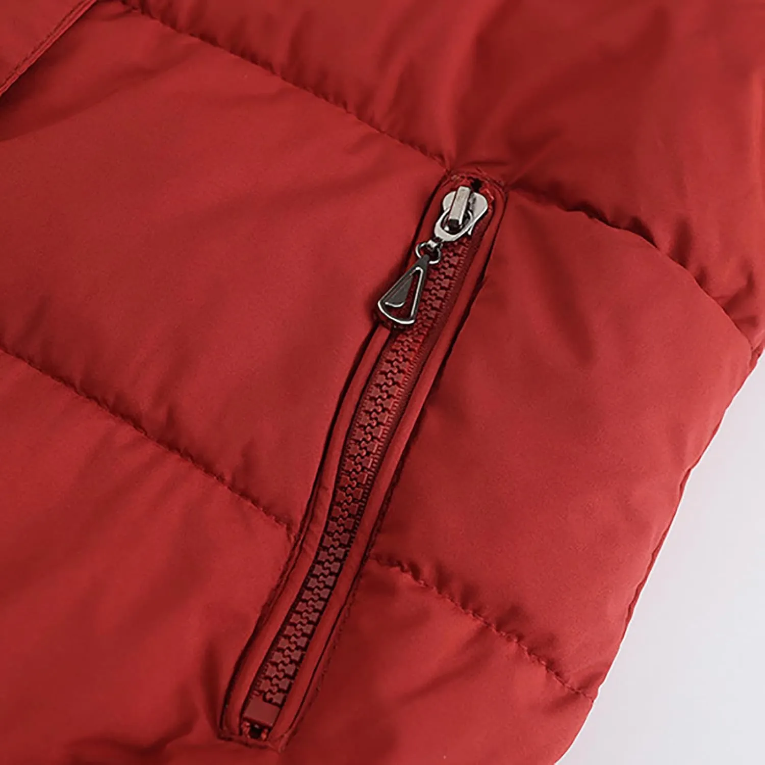 Women's Crop Puffer Jacket Warm Thickened Zip Up Down Jacket Quilted Parkas Faux Fur Removable Hood Outerwear Pockets