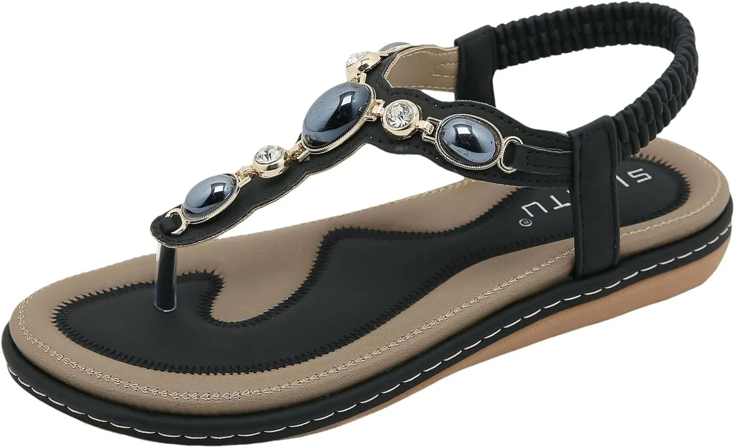 Women's Elastic Strap Bohemian Sandals Open Toes One Band Ankle Strap Flats Fashion Flat Sandals for Women