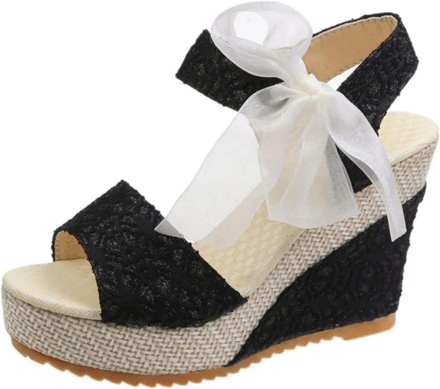 Womens Espadrilles Wedges Sandals Fashion Floral Platform Ankle Strap Wedge Sandals Heels Open Toe Tie Buckle Platform Dress Shoes 2025