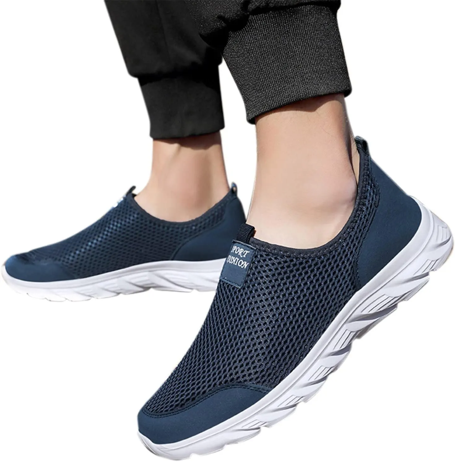 Women's Fashion Sneaker Mesh Slip On Black Non Slip Shoes for Women Comfortable Women's Trail Running Shoes Women Green Loafers Shoes Thick Sole Sneakers Womens