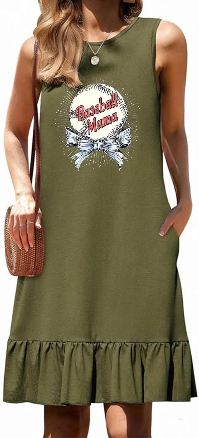 Women's Floral Printed Tank Dress Trendy Crewneck Casual Loose Fit Summer Dresses Flowy Spring Dress