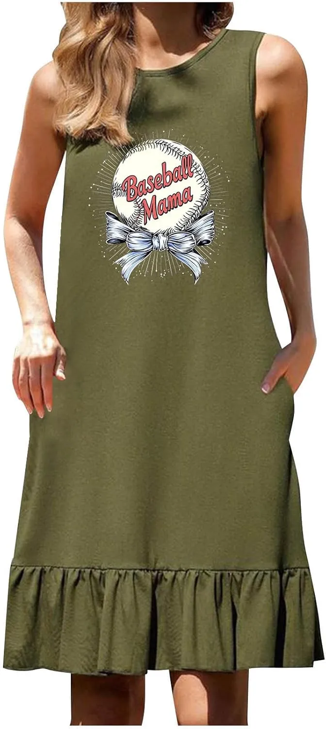 Women's Floral Printed Tank Dress Trendy Crewneck Casual Loose Fit Summer Dresses Flowy Spring Dress