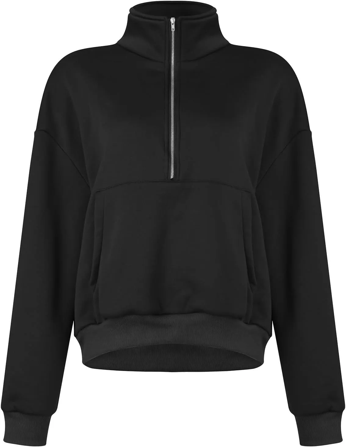 Women's Half Zip Oversized Sweatshirts Long Sleeve Trendy Cropped Pullover Workout Warm Tops with Pockets