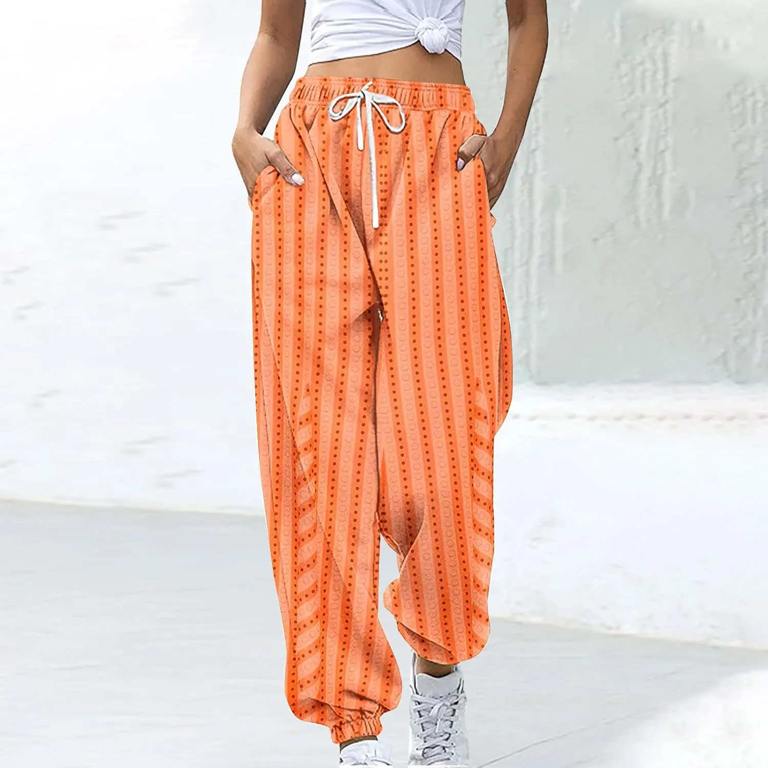 Womens High Waisted Baggy Sweatpants 2024 Fall Jogger Pants Y2k Trendy Lounge Trousers Cinch Bottom Pant with Pockets