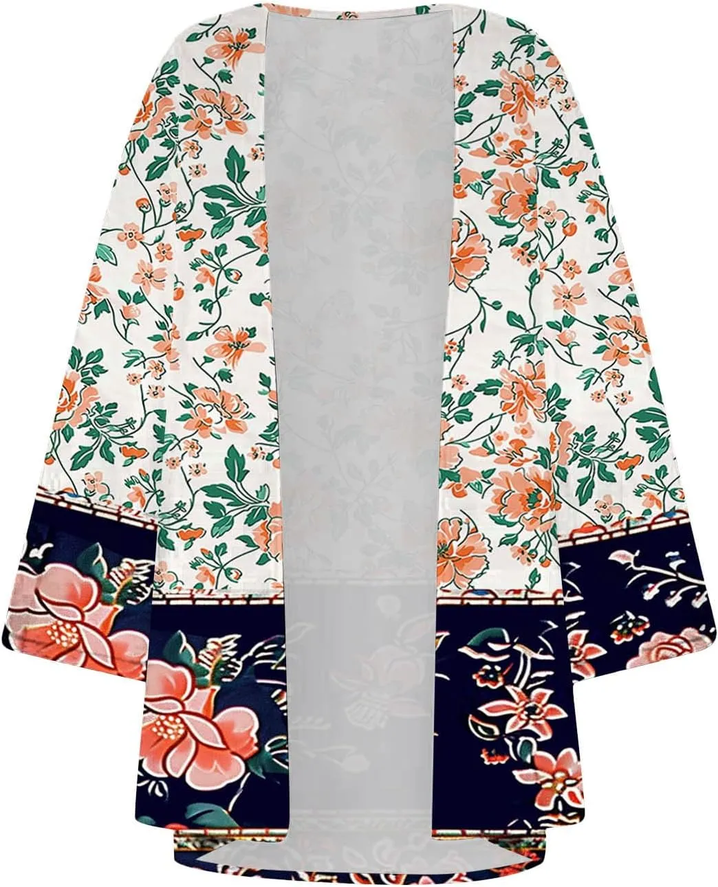 Women's Kimono Beach Cover Up Summer Chiffon Cardigan Lightweight HALF SLEEVE Loose Capes Floral Top Blouses (S-2Xl)