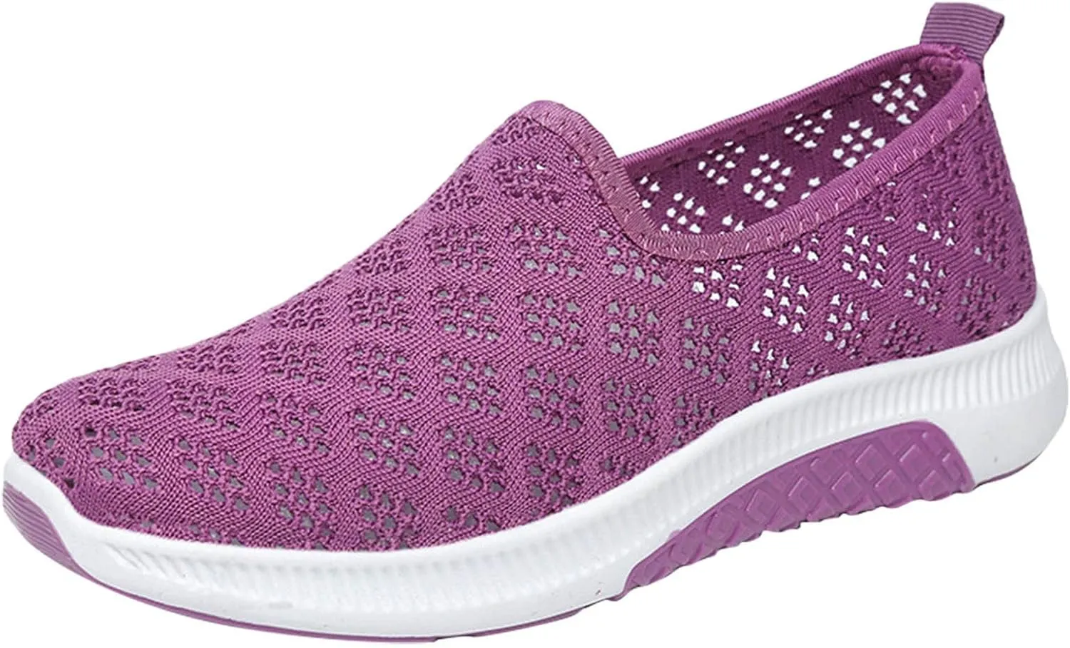 Womens Non Slip Slip On Sneakers Casual Walking Shoes Lightweight Canvas Comfortable Flats Elastic Loafers
