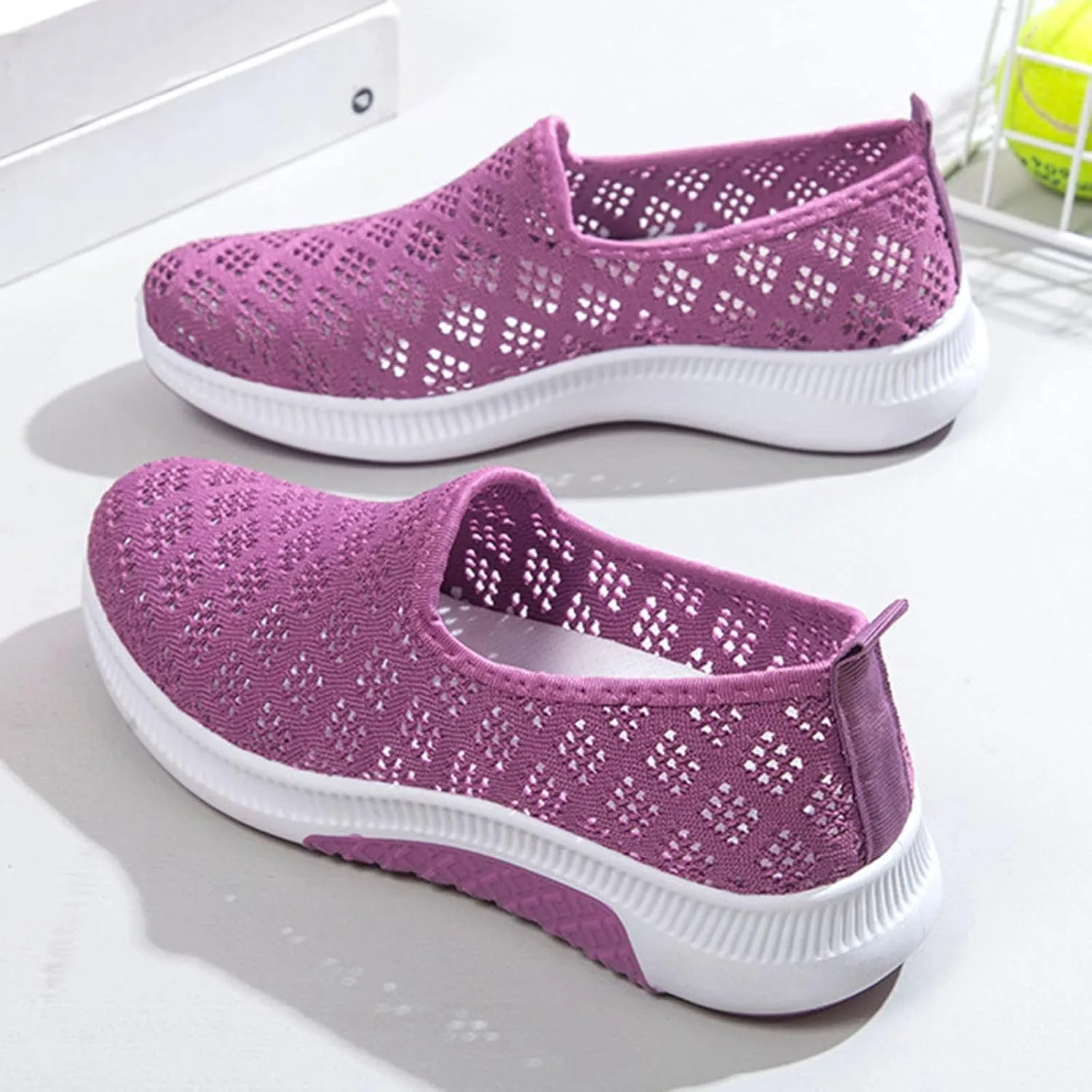 Womens Non Slip Slip On Sneakers Casual Walking Shoes Lightweight Canvas Comfortable Flats Elastic Loafers