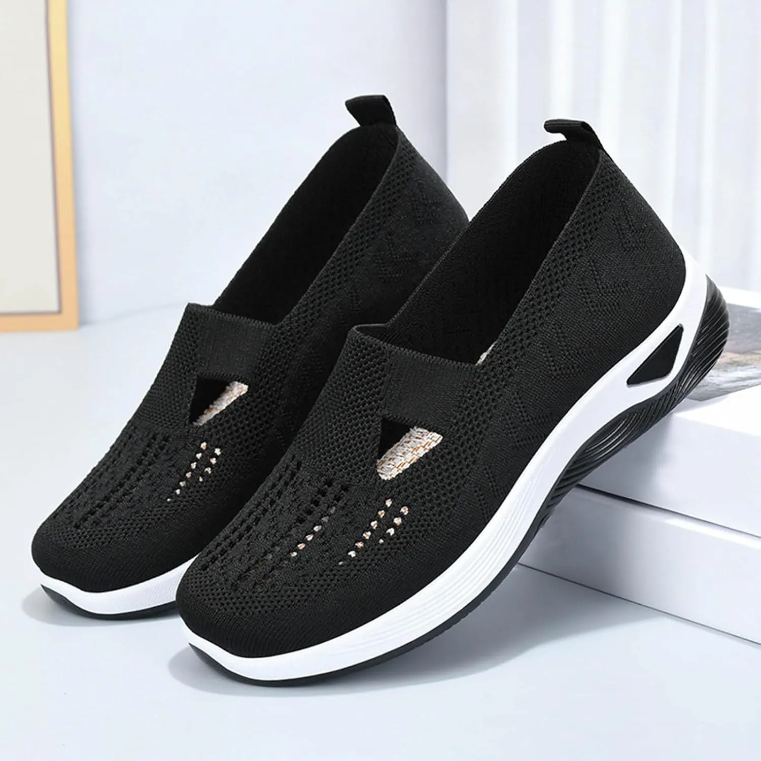Womens Orthopedic Diabetic Walking Shoes Slip On Sneakers with Arch Support Comfortable Casual Loafers Plantar Fasciitis Foot Pain Relief
