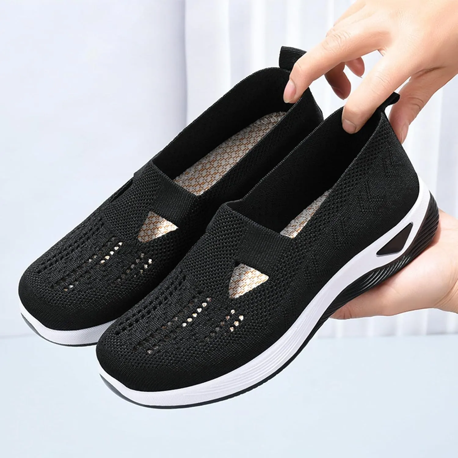Womens Orthopedic Diabetic Walking Shoes Slip On Sneakers with Arch Support Comfortable Casual Loafers Plantar Fasciitis Foot Pain Relief