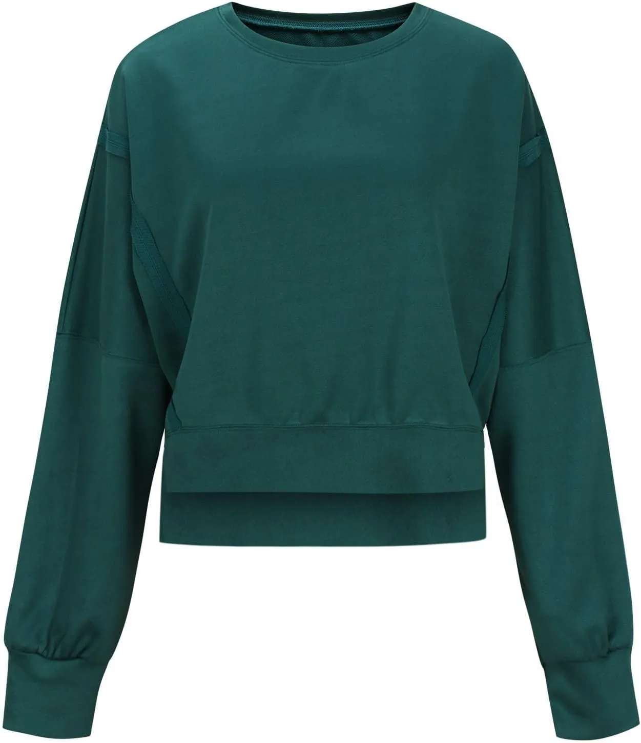 Womens Oversized Sweatshirts Trendy, Cropped Crew Neck Sweatshirts Exposed Seam Loose Tunic Tops Fall Clothes 2025
