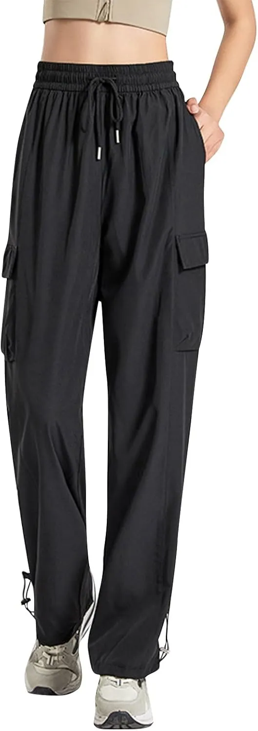Women's Pants with Pockets High Waisted Lounge Casual Wide Leg Drawstring Sweatpant Baggy 2024 Trendy Baggy Bottom