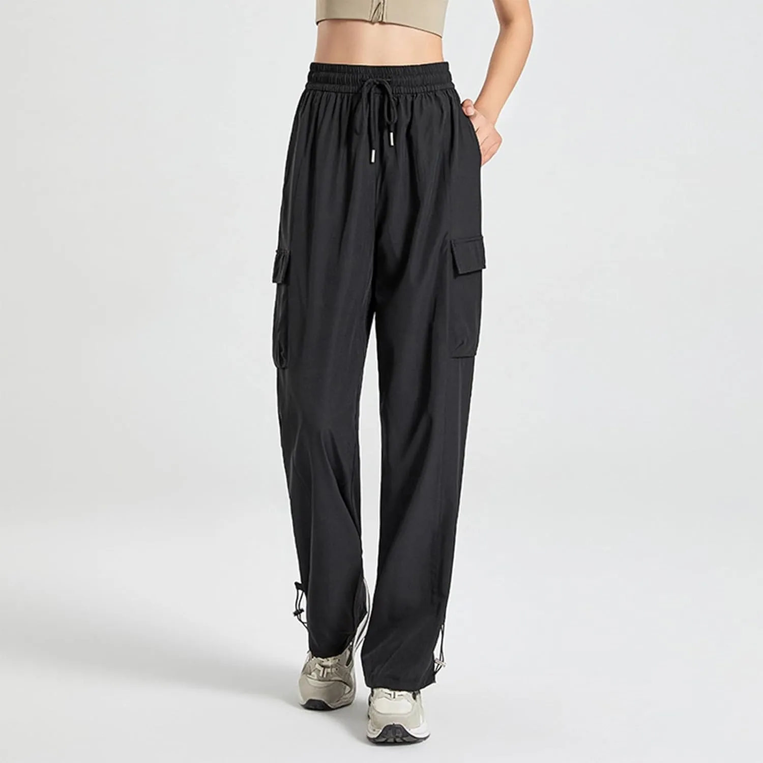 Women's Pants with Pockets High Waisted Lounge Casual Wide Leg Drawstring Sweatpant Baggy 2024 Trendy Baggy Bottom