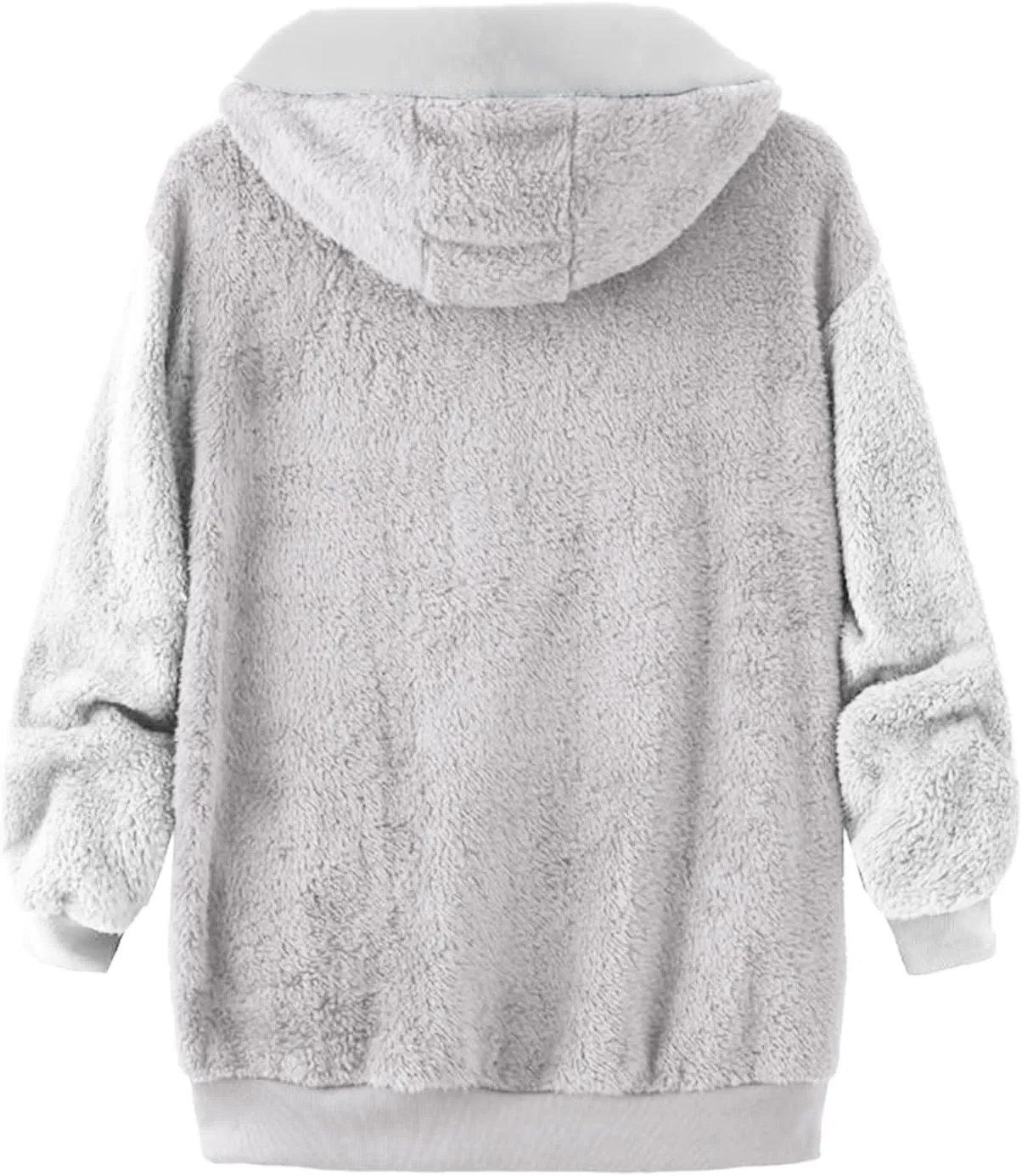 Womens Plus Size Fuzzy Fleece Jacket Winter Full Zip Plush Hooded Cardigan Coats Soft Oversized Shaggy Warm Outerwear 2024