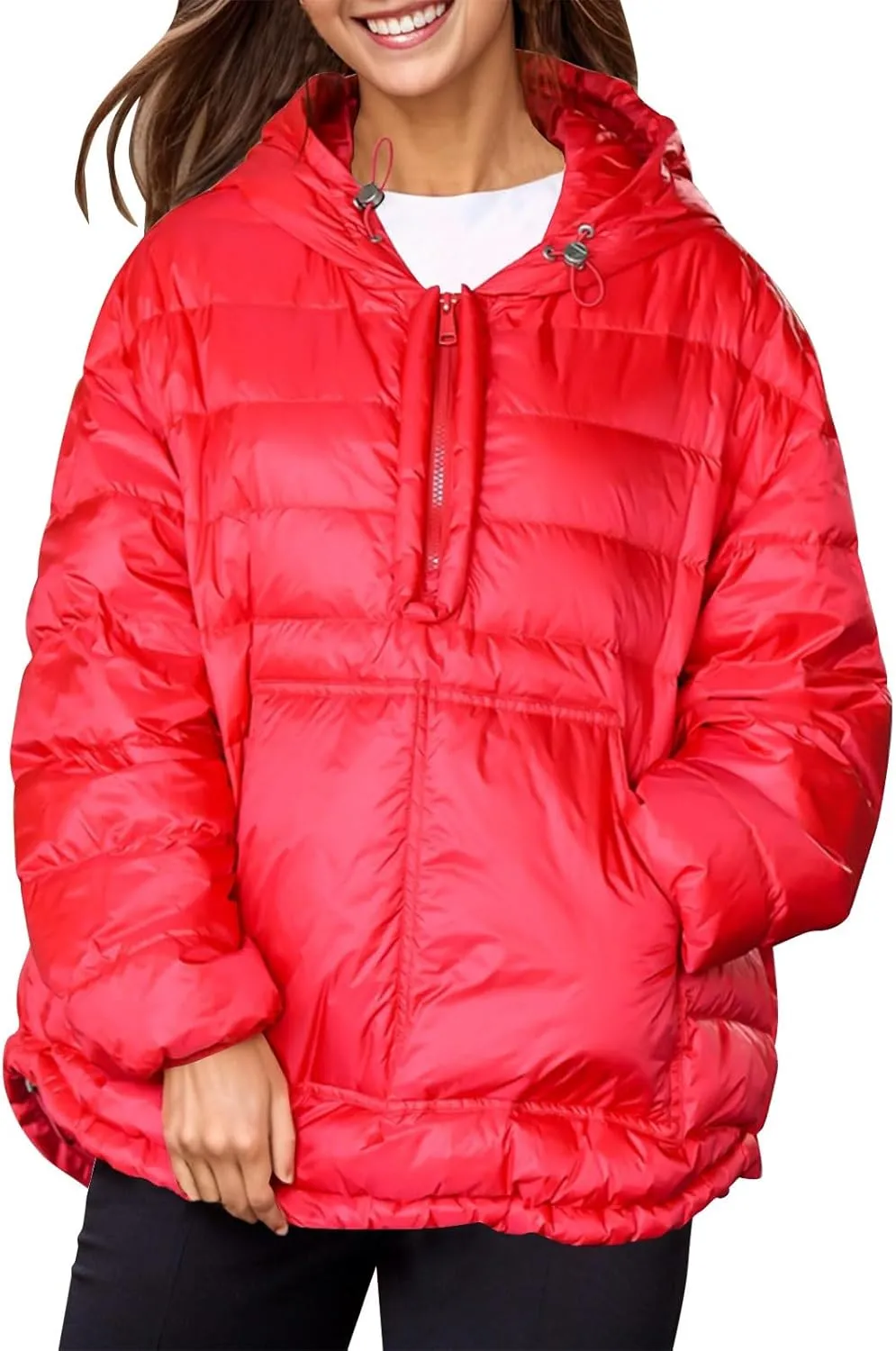 Women's Puffer Coat Casual Ultra Light Zip Up Warm Winter Down Jacket Hooded Loose Fit Quilted Jackets with Pockets