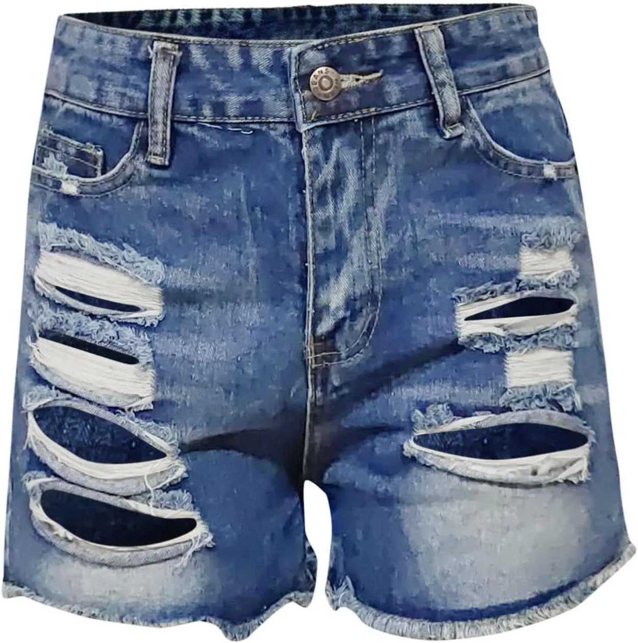 Womens Ripped Denim Shorts Summer Stretchy High Waisted Jean Shorts Distressed Frayed Hem Short Jeans Casual Biker Shorts