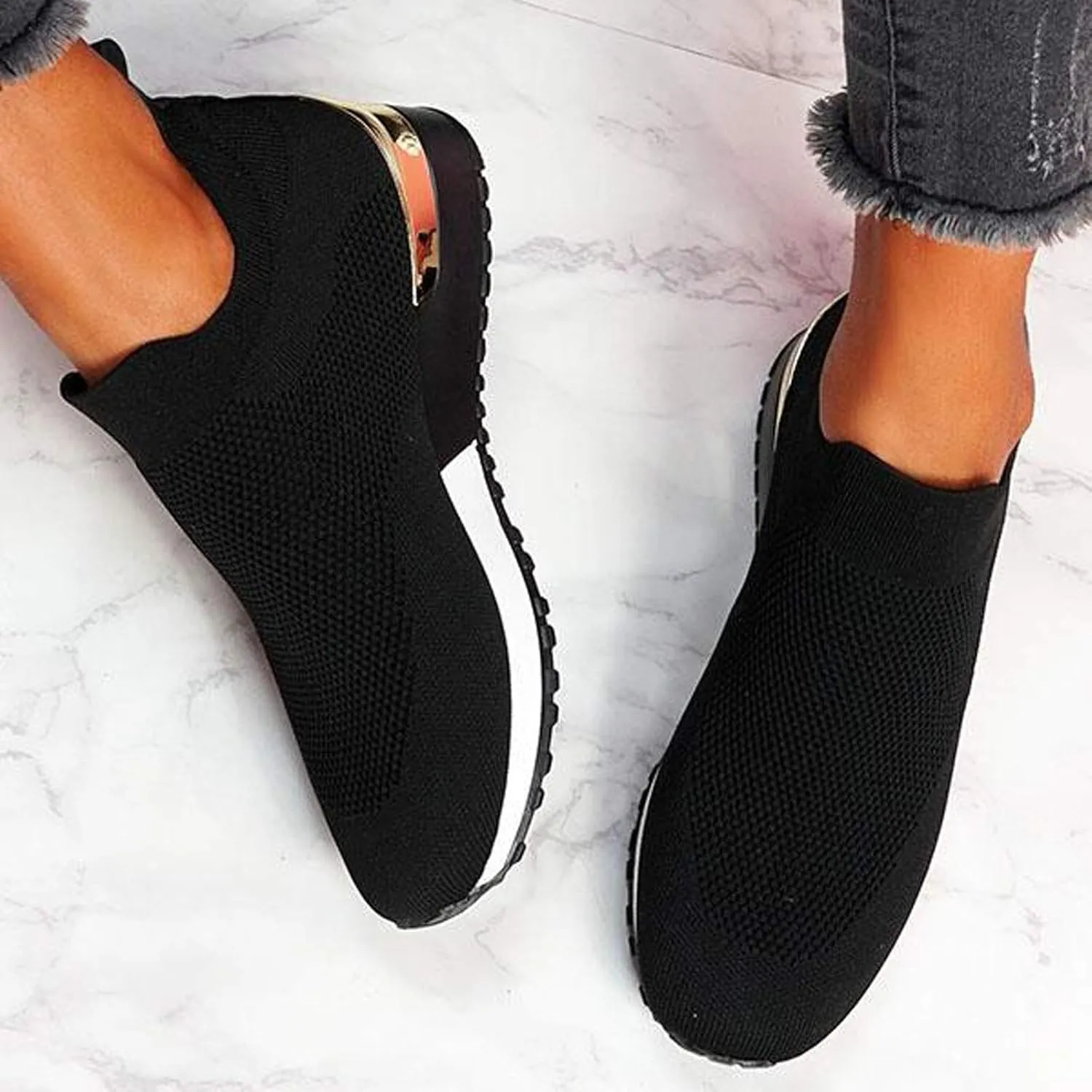 Womens Running Shoes Slip-on Walking Sneakers Walking Shoes Women Arch Support Black Casual Shoes Black Platform Sneaker Steel Toe Tennis Shoe Casual Loafers