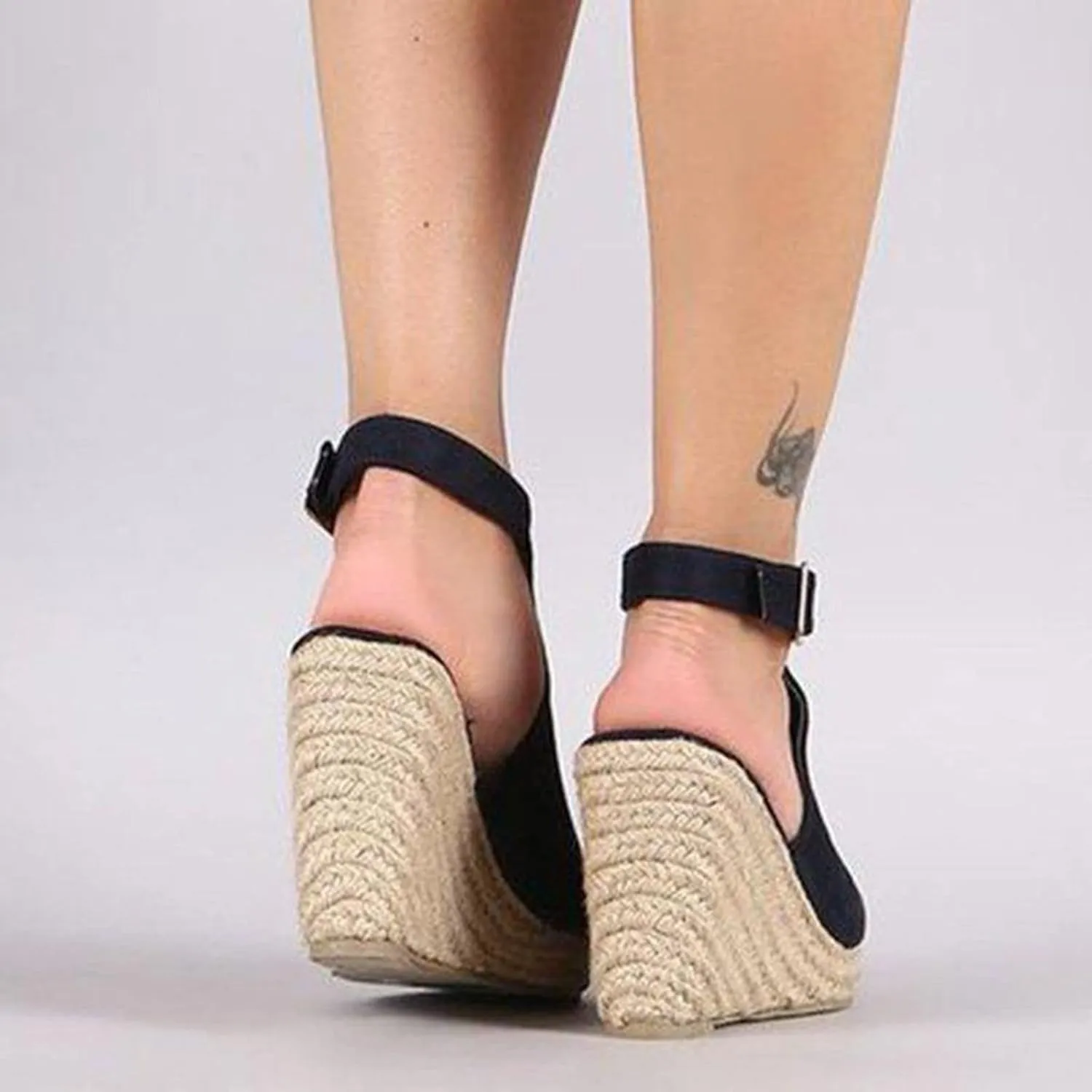 Women's Sandals Dressy Summer Wedge, Womens Espadrille Wedge Sandals Peep Toe Buckle Strap Platform Sandals