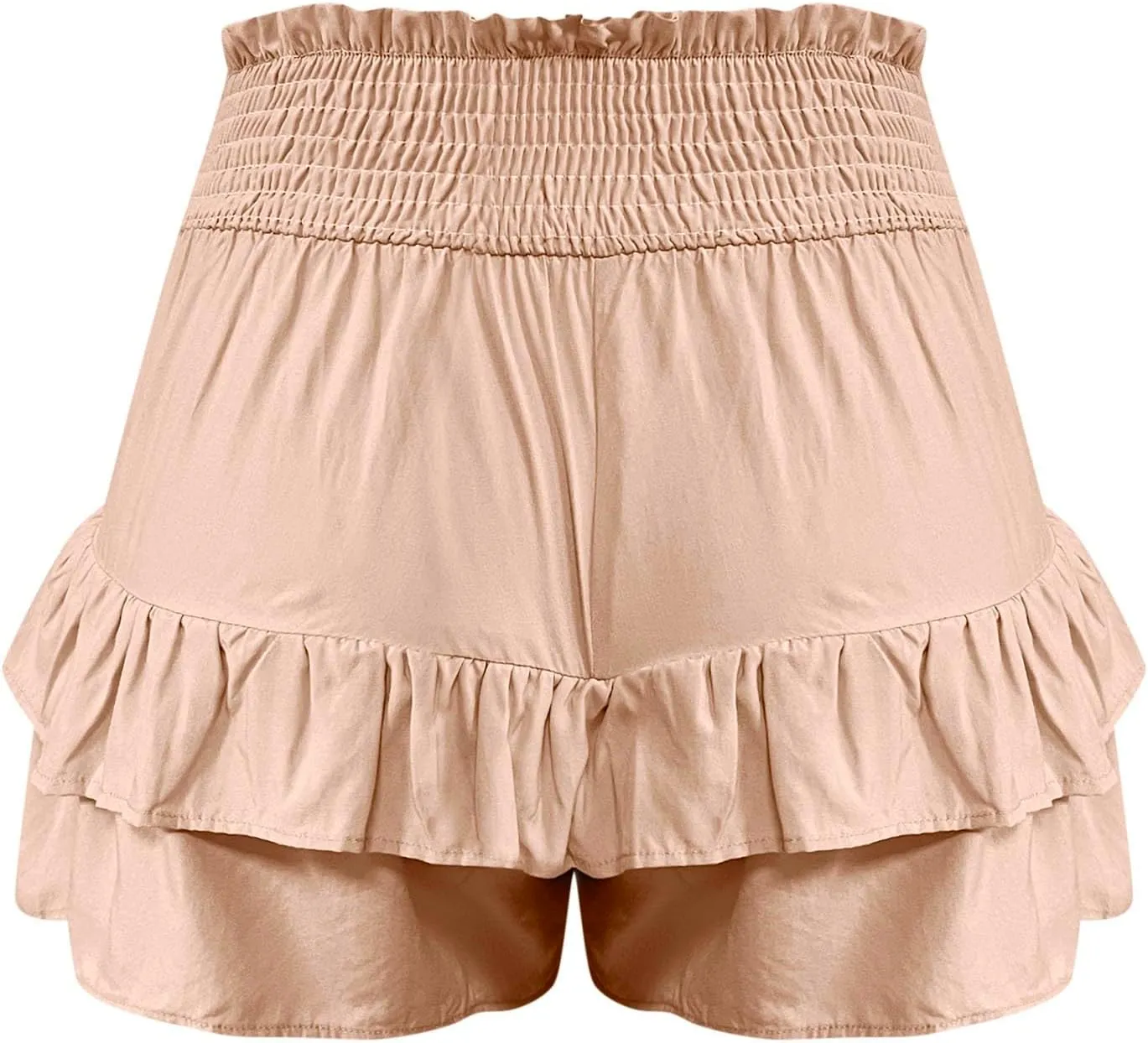 Women's Sexy Summer Skorts Casual Elastic Waist Pleated Layer Ruffle Skort Flowy Beach Sport Skirt with Built in Shorts