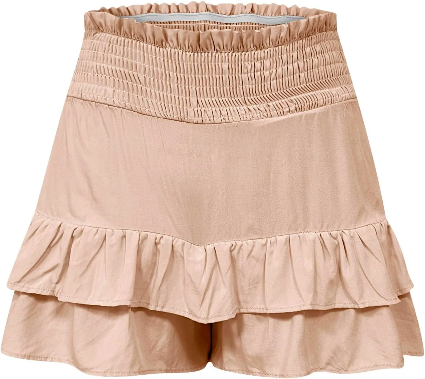 Women's Sexy Summer Skorts Casual Elastic Waist Pleated Layer Ruffle Skort Flowy Beach Sport Skirt with Built in Shorts