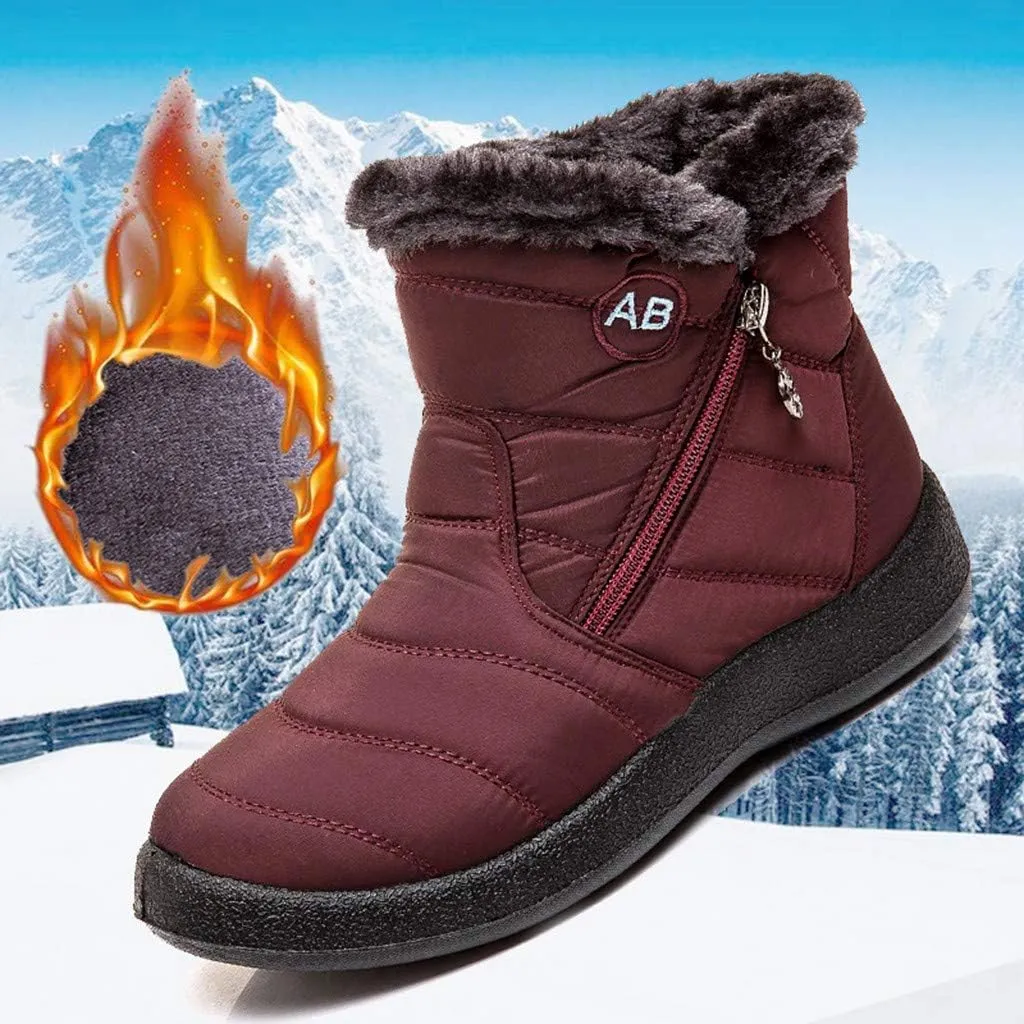 Womens Snow Boots Waterproof, Winter Snow Boots Lightweight Warm Faux Fur Lined Mid-Calf Booties Outdoor Booties Comfortable Furry Mid Calf Warm Shoes for Women