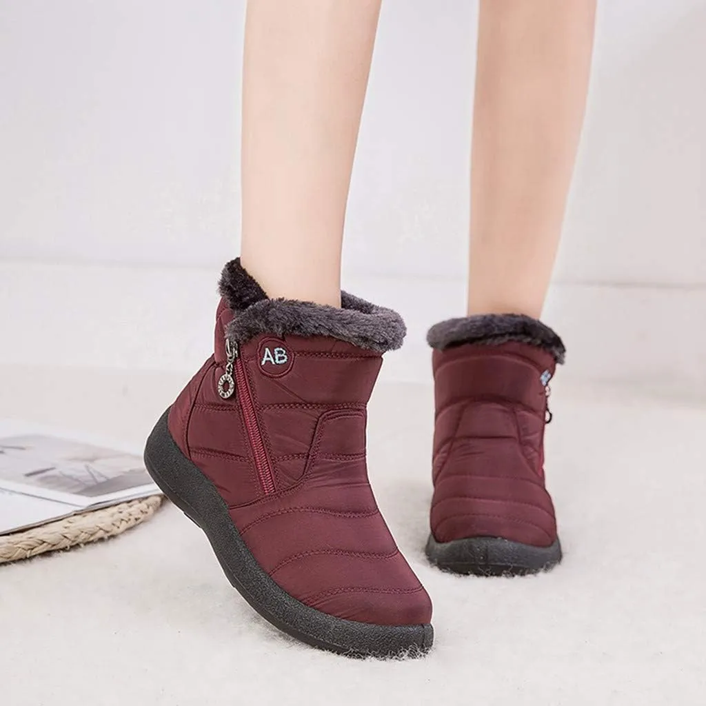 Womens Snow Boots Waterproof, Winter Snow Boots Lightweight Warm Faux Fur Lined Mid-Calf Booties Outdoor Booties Comfortable Furry Mid Calf Warm Shoes for Women