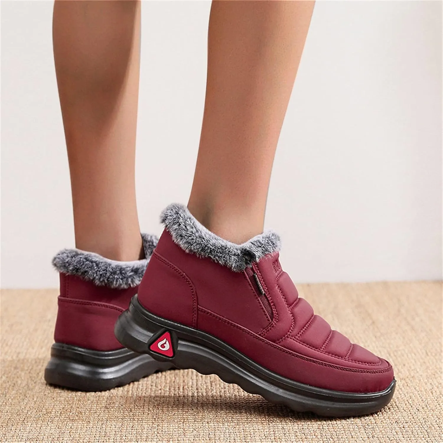 Womens Snow Boots Winter Warm Ankle Boots Platform Sneakers for Women Ladies Waterproof Outdoor Fur Lined Shoes Comfortable Slip On Walking Hiking Shoes Wide Width Winter Boots